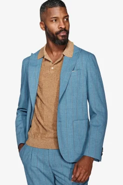 Teal pinstripe suit blazer