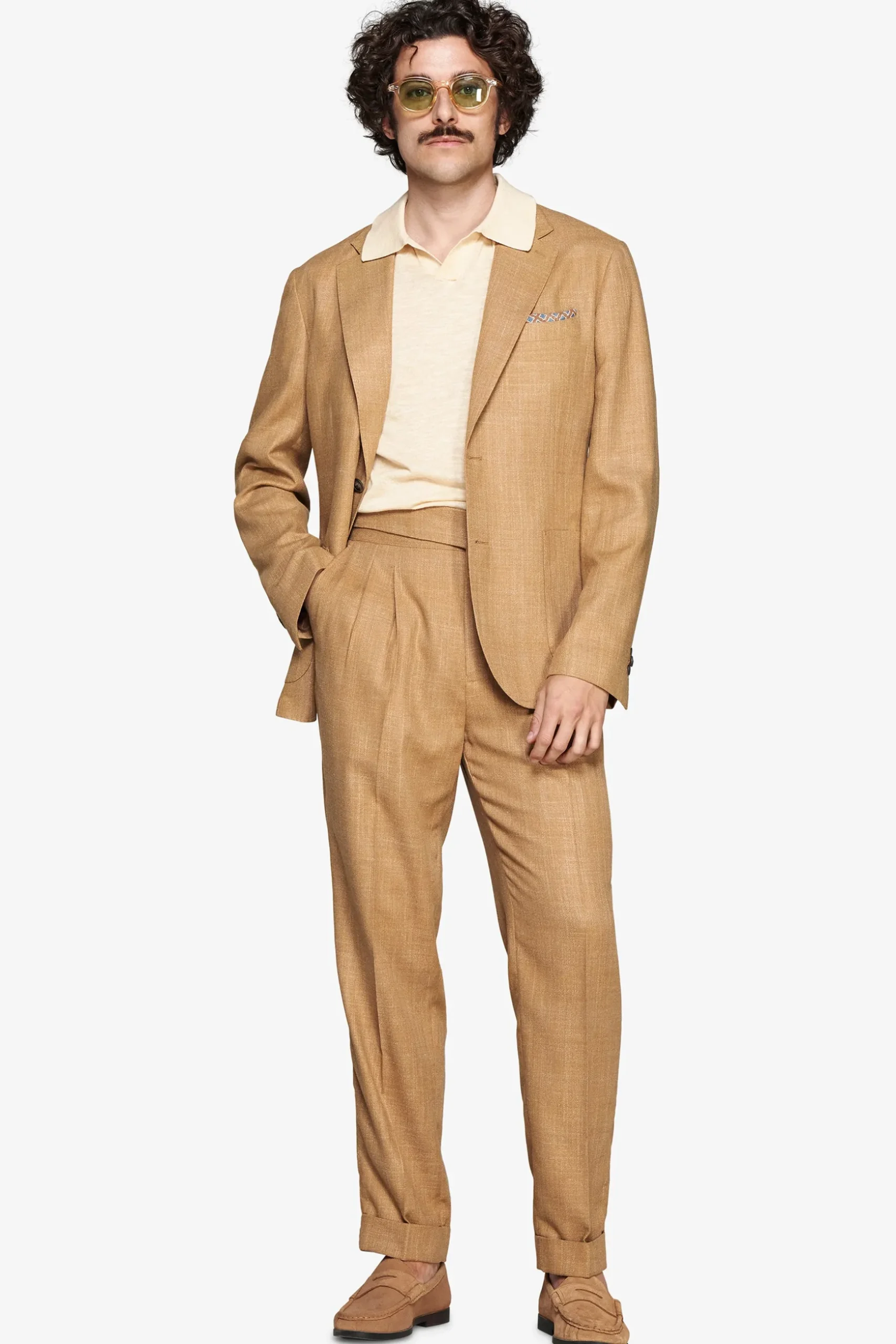 Tobacco linen blend blazer
