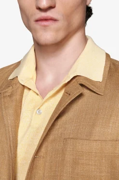 Tobacco linen blend overshirt