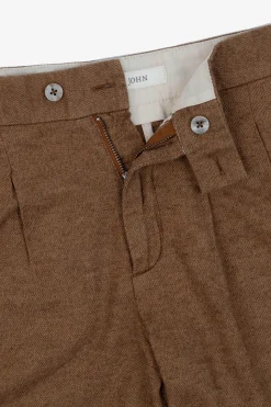 Tobacco melange linen blend Bermuda shorts
