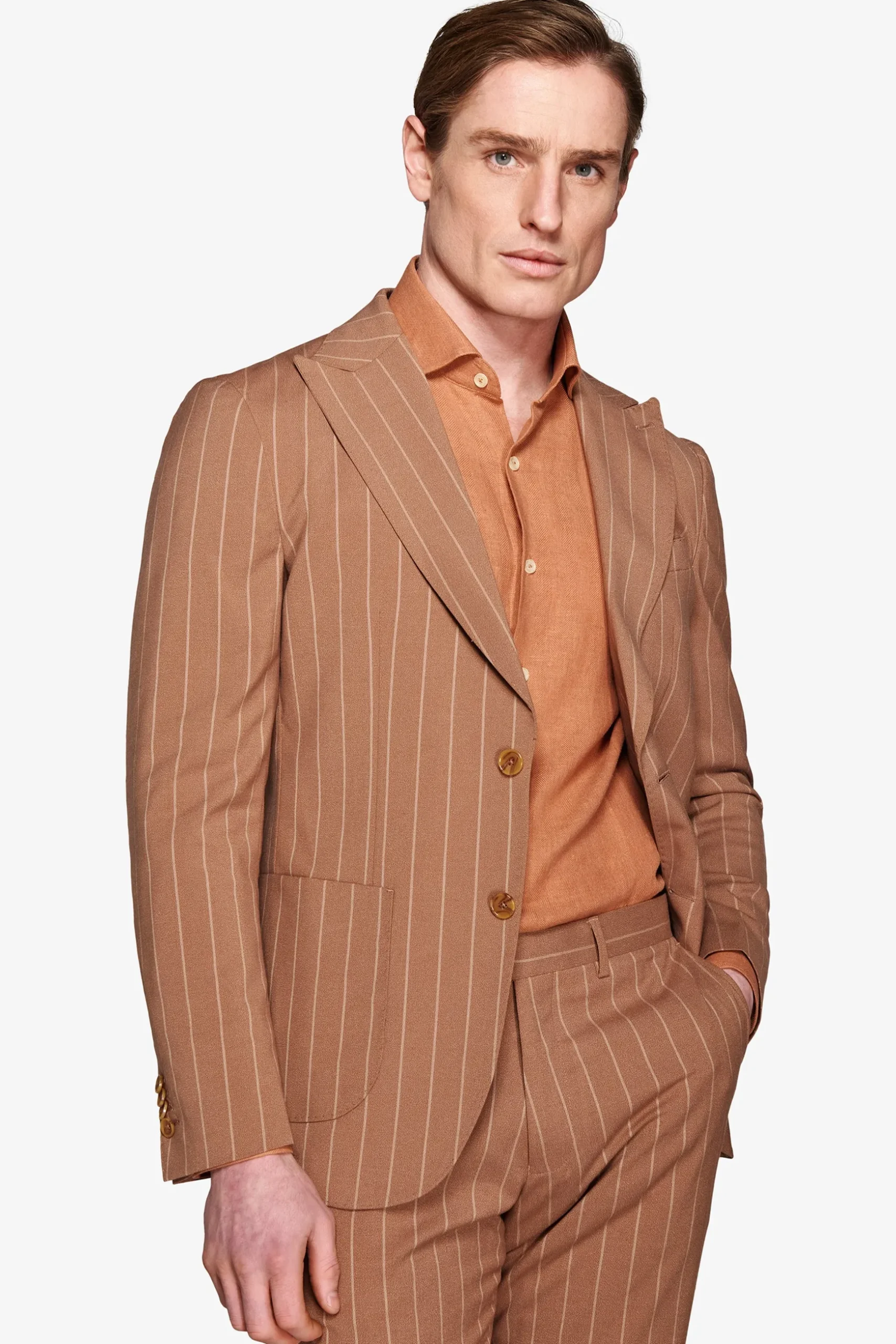Tobacco pinstripe blazer