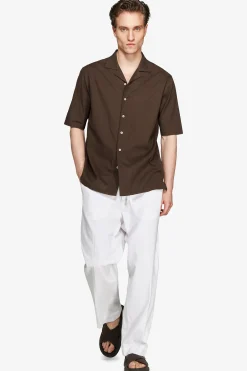 VOLUME Dark brown linen blend shirt