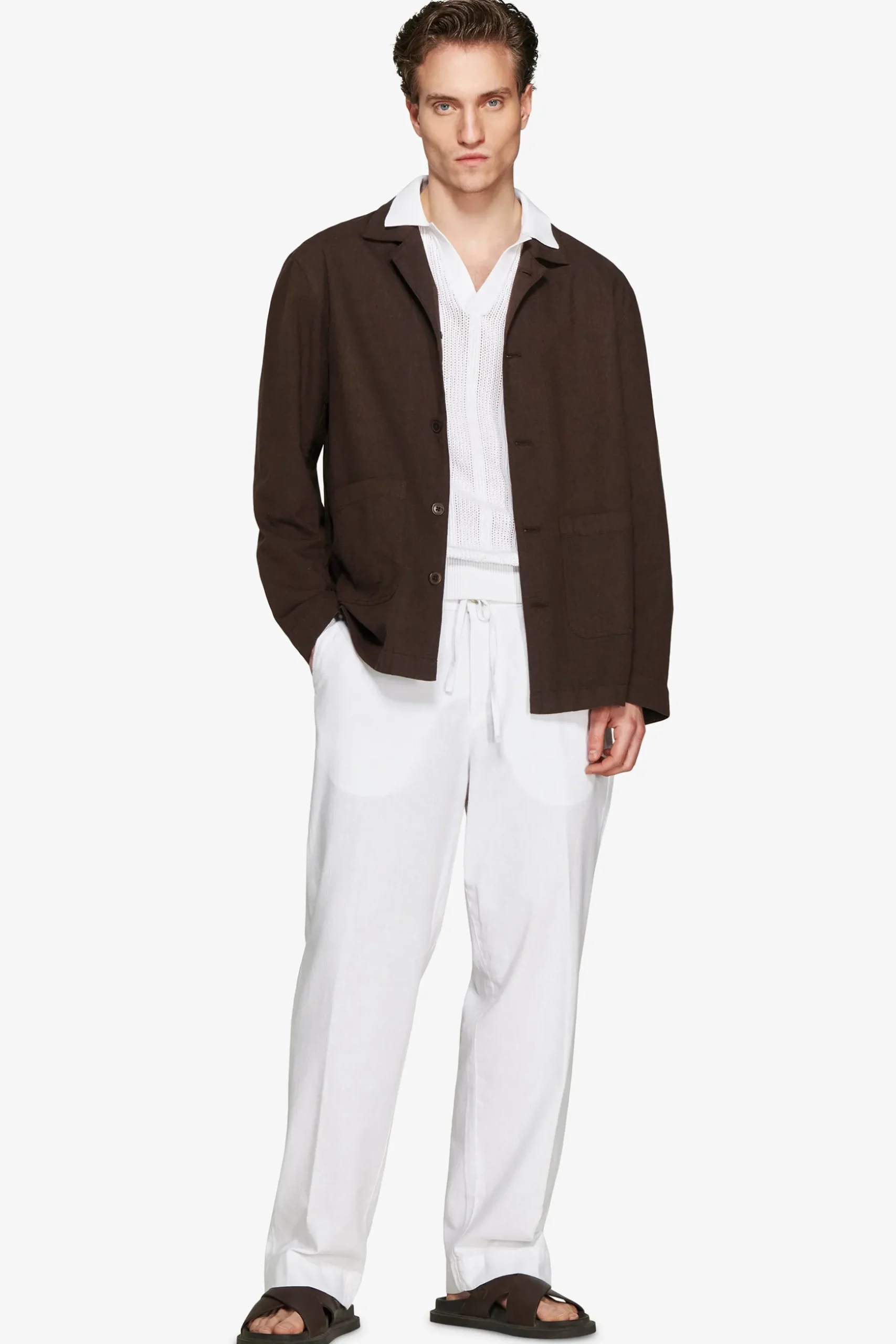 VOLUME Dark brown linen blend blazer