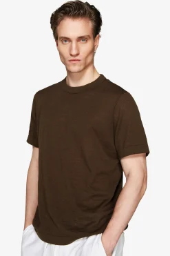 VOLUME Dark brown linen blend t-shirt
