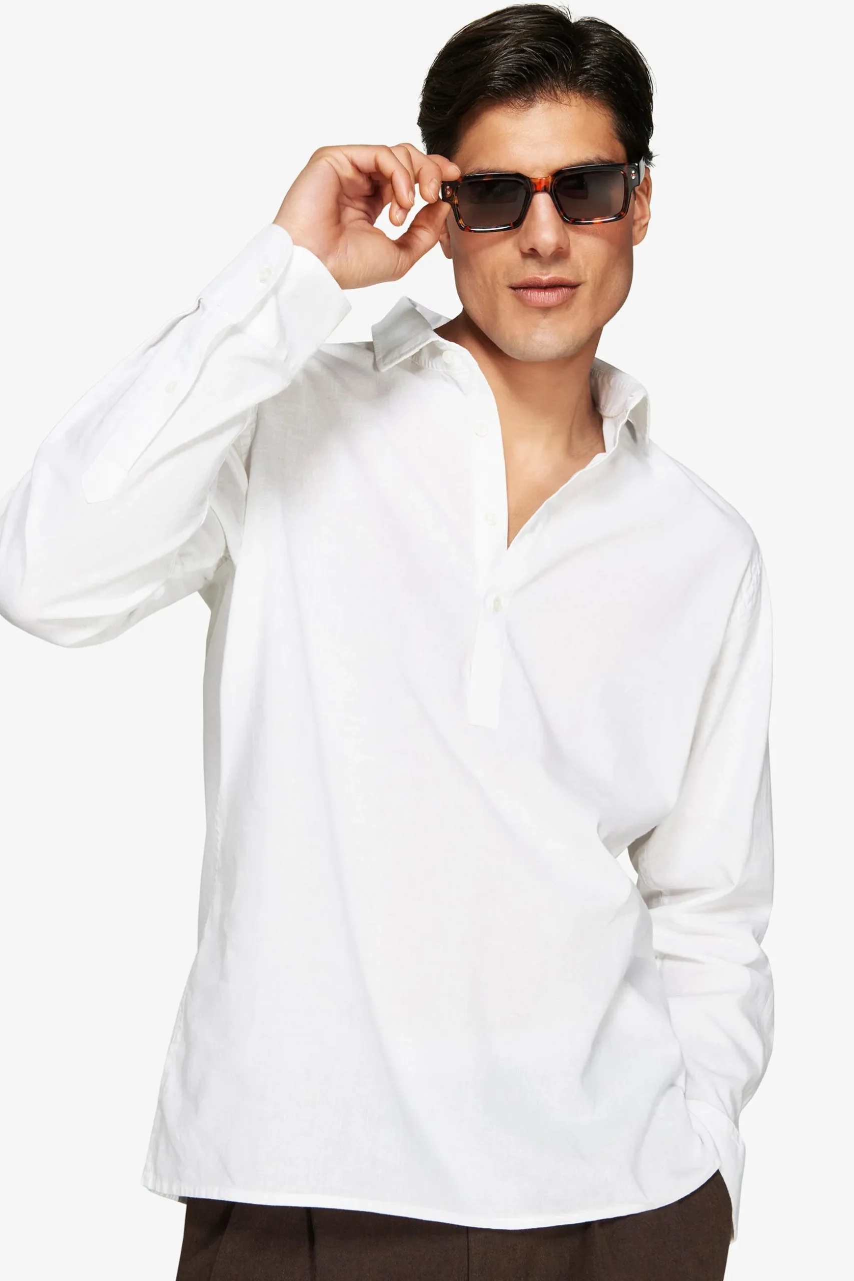 VOLUME White linen blend chester shirt