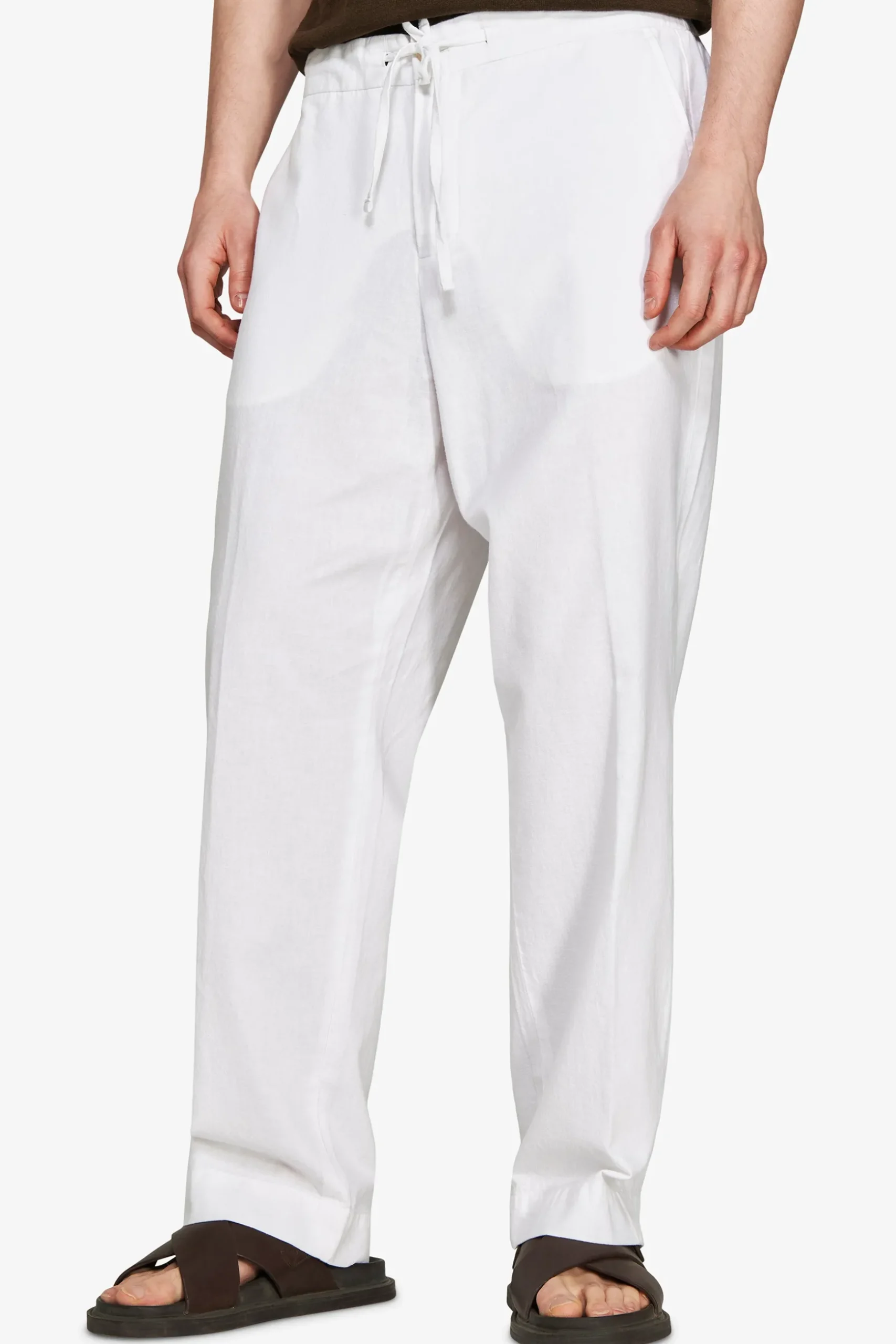 VOLUME White linen blend trousers