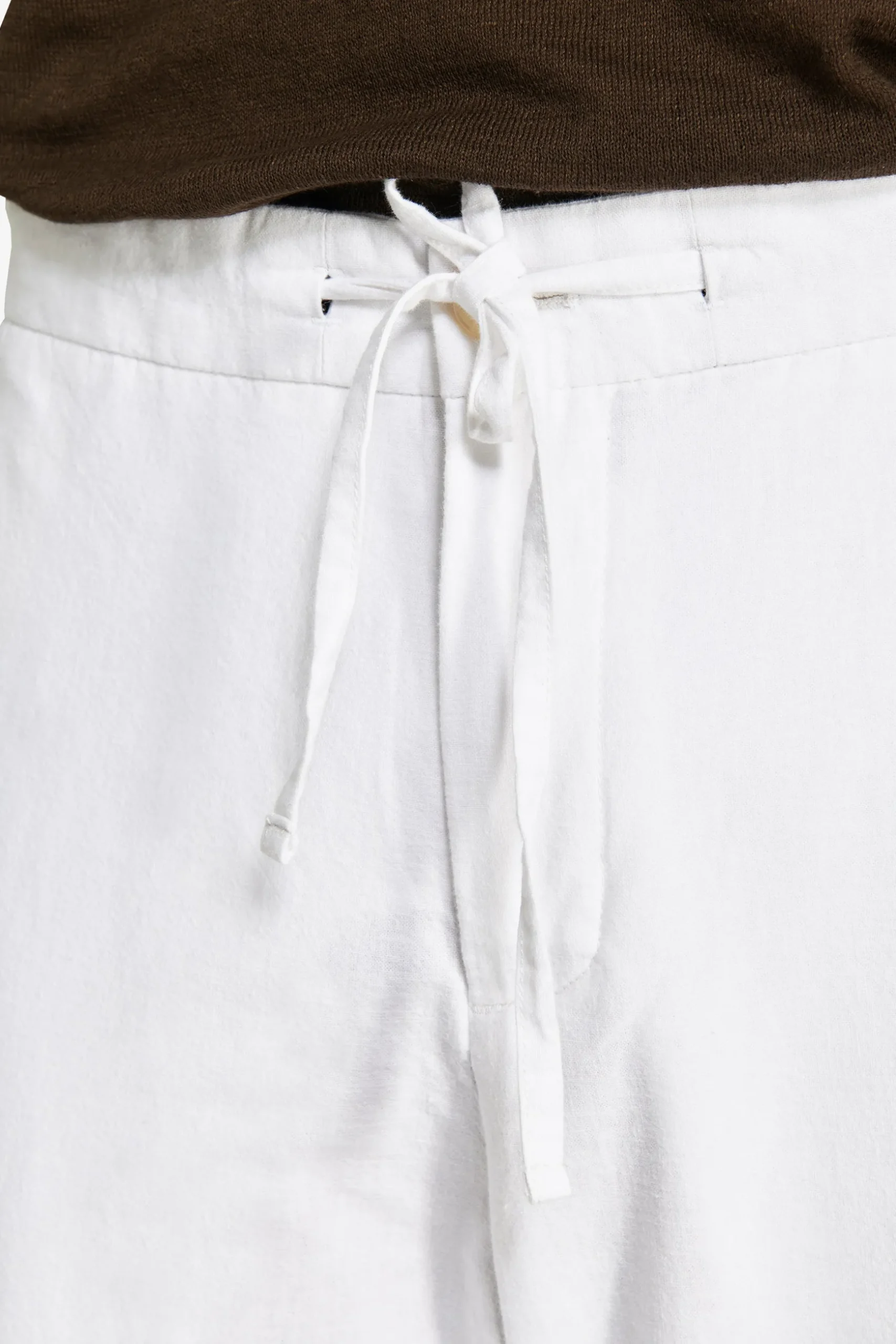VOLUME White linen blend trousers