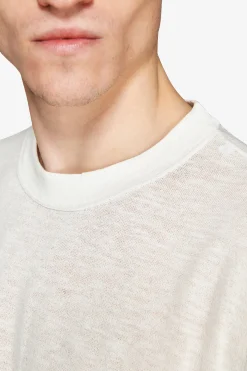 VOLUME White linen blend t-shirt