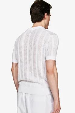VOLUME White woven knit polo shirt