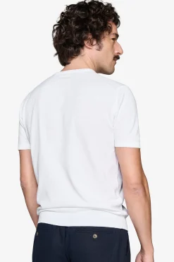 White knit cotton basic t-shirt