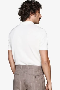 White knit polo shirt