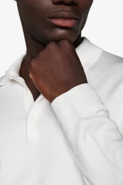 White knitted polo shirt with buttons