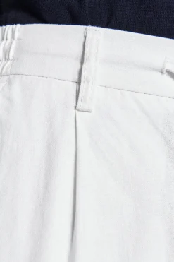 White linen blend drawstring pants