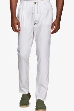 White linen blend drawstring pants