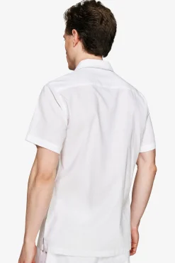 White linen blend Hawaiian shirt