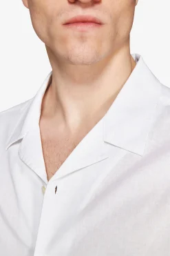 White linen blend Hawaiian shirt