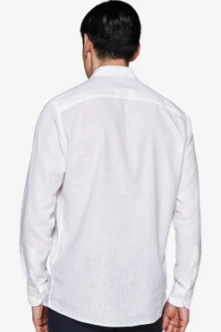 White linen blend relaxed shirt