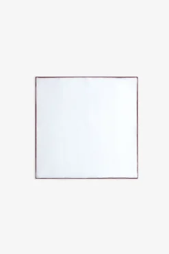 White pocket square with contrasting burgundy border