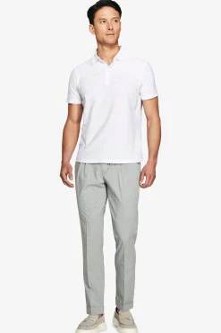 White textured jersey polo shirt